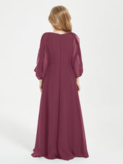 Long Sleeves Modest Junior Bridesmaid Dresses Mulberry