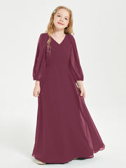 Long Sleeves Modest Junior Bridesmaid Dresses Mulberry