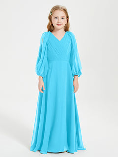 Long Sleeves Modest Junior Bridesmaid Dresses Pool