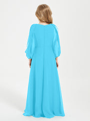 Long Sleeves Modest Junior Bridesmaid Dresses Pool
