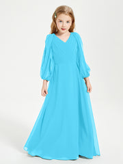 Long Sleeves Modest Junior Bridesmaid Dresses Pool