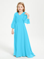 Long Sleeves Modest Junior Bridesmaid Dresses Pool