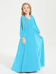 Long Sleeves Modest Junior Bridesmaid Dresses Pool