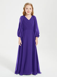 Long Sleeves Modest Junior Bridesmaid Dresses Regency