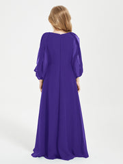 Long Sleeves Modest Junior Bridesmaid Dresses Regency