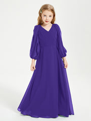 Long Sleeves Modest Junior Bridesmaid Dresses Regency