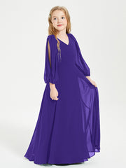 Long Sleeves Modest Junior Bridesmaid Dresses Regency