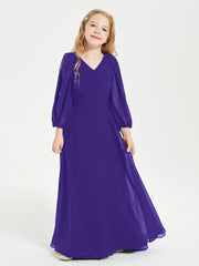 Long Sleeves Modest Junior Bridesmaid Dresses Regency
