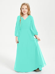 Long Sleeves Modest Junior Bridesmaid Dresses Spa