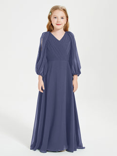 Long Sleeves Modest Junior Bridesmaid Dresses Stormy