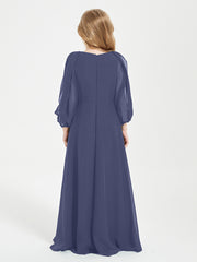 Long Sleeves Modest Junior Bridesmaid Dresses Stormy