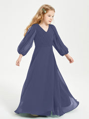 Long Sleeves Modest Junior Bridesmaid Dresses Stormy