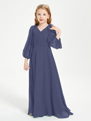 Long Sleeves Modest Junior Bridesmaid Dresses Stormy