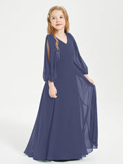 Long Sleeves Modest Junior Bridesmaid Dresses Stormy