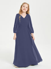 Long Sleeves Modest Junior Bridesmaid Dresses Stormy