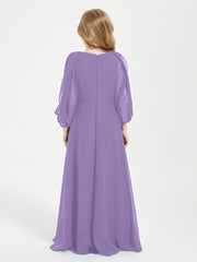 Long Sleeves Modest Junior Bridesmaid Dresses Tahiti