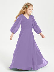 Long Sleeves Modest Junior Bridesmaid Dresses Tahiti