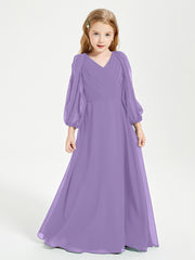 Long Sleeves Modest Junior Bridesmaid Dresses Tahiti