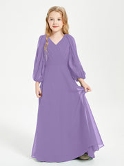Long Sleeves Modest Junior Bridesmaid Dresses Tahiti