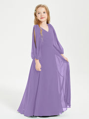 Long Sleeves Modest Junior Bridesmaid Dresses Tahiti