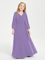 Long Sleeves Modest Junior Bridesmaid Dresses Tahiti