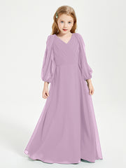 Long Sleeves Modest Junior Bridesmaid Dresses Wisteria