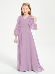 Long Sleeves Modest Junior Bridesmaid Dresses Wisteria