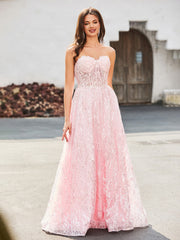 A-line Sweetheart Floor-length Sequins Prom Dress Blushing Pink