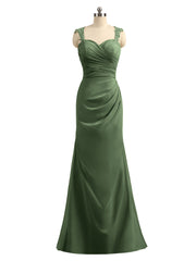 Lace Appliqued Strap Sheath Open Back Dress Olive Green