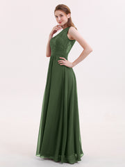 Lace and Chiffon Dress with Zipper Back Olive Green Plus Size