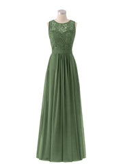 Lace and Chiffon Dress with Zipper Back Olive Green Plus Size