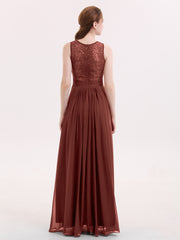 Lace and Chiffon Dress with Zipper Back Terracotta