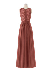 Lace and Chiffon Dress with Zipper Back Terracotta Plus Size