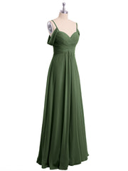 Off Shoulder Spaghetti Strap Chiffon Dresses Olive Green Plus Size