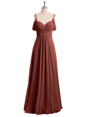 Off Shoulder Spaghetti Strap Chiffon Dresses Terracotta Plus Size
