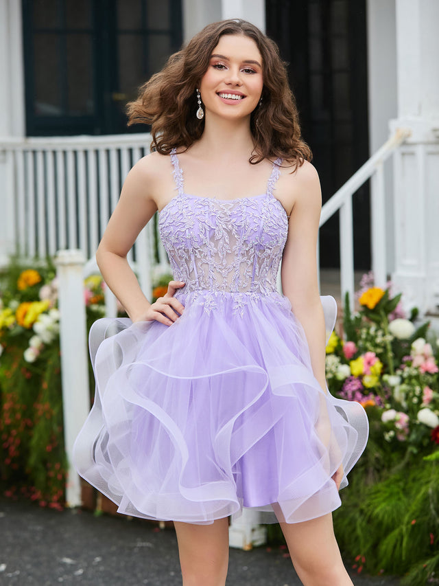 Elegant One Shoulder Appliqued Corset Maxi Dress Lilac