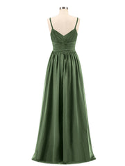Spaghestti Strap Chiffon Maxi Gowns Olive Green Plus Size