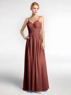 Spaghestti Strap Chiffon Maxi Gowns Terracotta