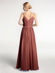 Spaghestti Strap Chiffon Maxi Gowns Terracotta Plus Size
