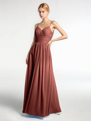 Spaghestti Strap Chiffon Maxi Gowns Terracotta Plus Size