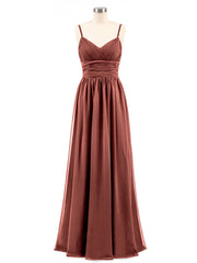 Spaghestti Strap Chiffon Maxi Gowns Terracotta Plus Size