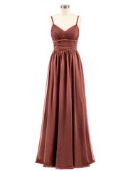 Spaghestti Strap Chiffon Maxi Gowns Terracotta