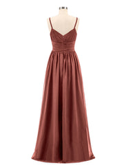 Spaghestti Strap Chiffon Maxi Gowns Terracotta