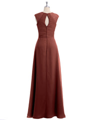 Chiffon and Lace Open Back Full Length Dress Terracotta Plus Size