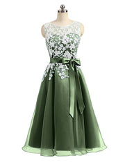 Illusion Neck Organza with Ivory Lace Appliqued  Olive Green Plus Size