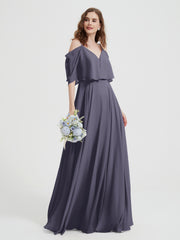 Ruffles Sleeves Spaghetti Strap Chiffon Dresses Stormy
