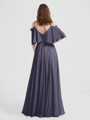 Ruffles Sleeves Spaghetti Strap Chiffon Dresses Stormy