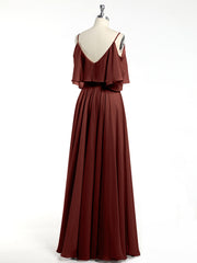 Ruffles Sleeves Spaghetti Strap Chiffon Dresses Terracotta Plus Size