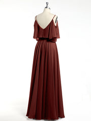 Ruffles Sleeves Spaghetti Strap Chiffon Dresses Terracotta