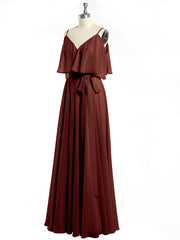 Ruffles Sleeves Spaghetti Strap Chiffon Dresses Terracotta Plus Size
